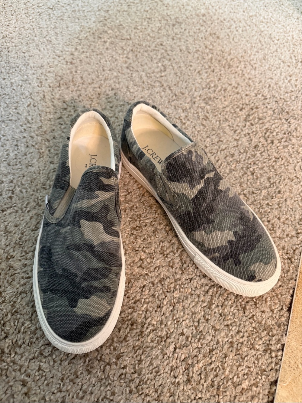 J. Crew Women's Camouflage Slip-On Loafers in Olive and Gray